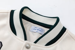 OFF WHITE Men's Blue Cash Wool Varsity Jacket