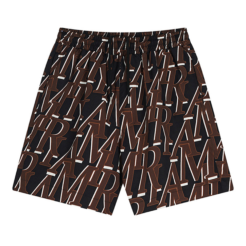 AMIRI Logo print gradient silk shorts