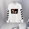 Off White Artistic Print Long-Sleeve T-Shirt