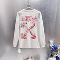 Off White Cherry Blossom Print Long-Sleeve T-Shirt