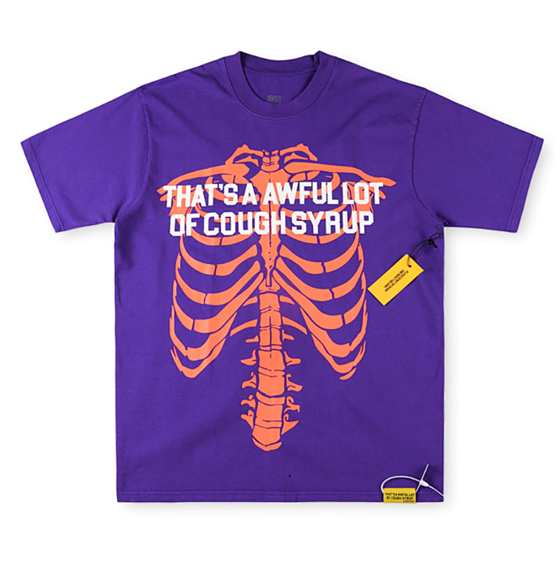 THAT'S A AWFUL LOT OF COUGH SYRUP Skull and Ribcage Print Tee