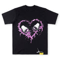 THAT'S A AWFUL LOT OF COUGH SYRUP Heart-shaped ink splatter print short T-shirt