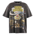 Saint Michael Men's Gray Graphic-Print T-Shirt