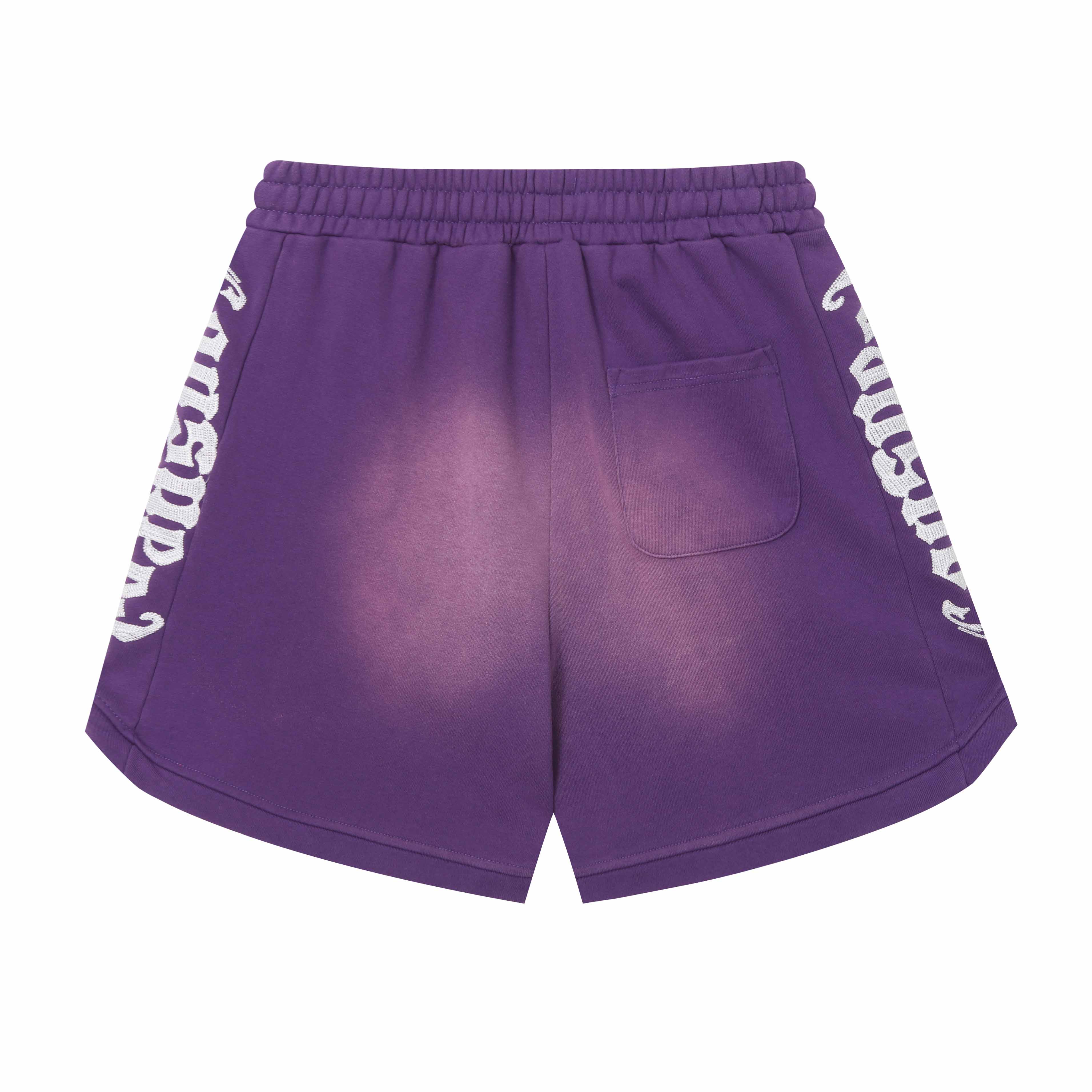 Embroidered Washed Distressed Short Purple/Pink