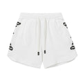 Embroidered Washed Distressed Short Whtie/Maroon