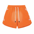 Embroidered Washed Distressed Short Orange/Apricot