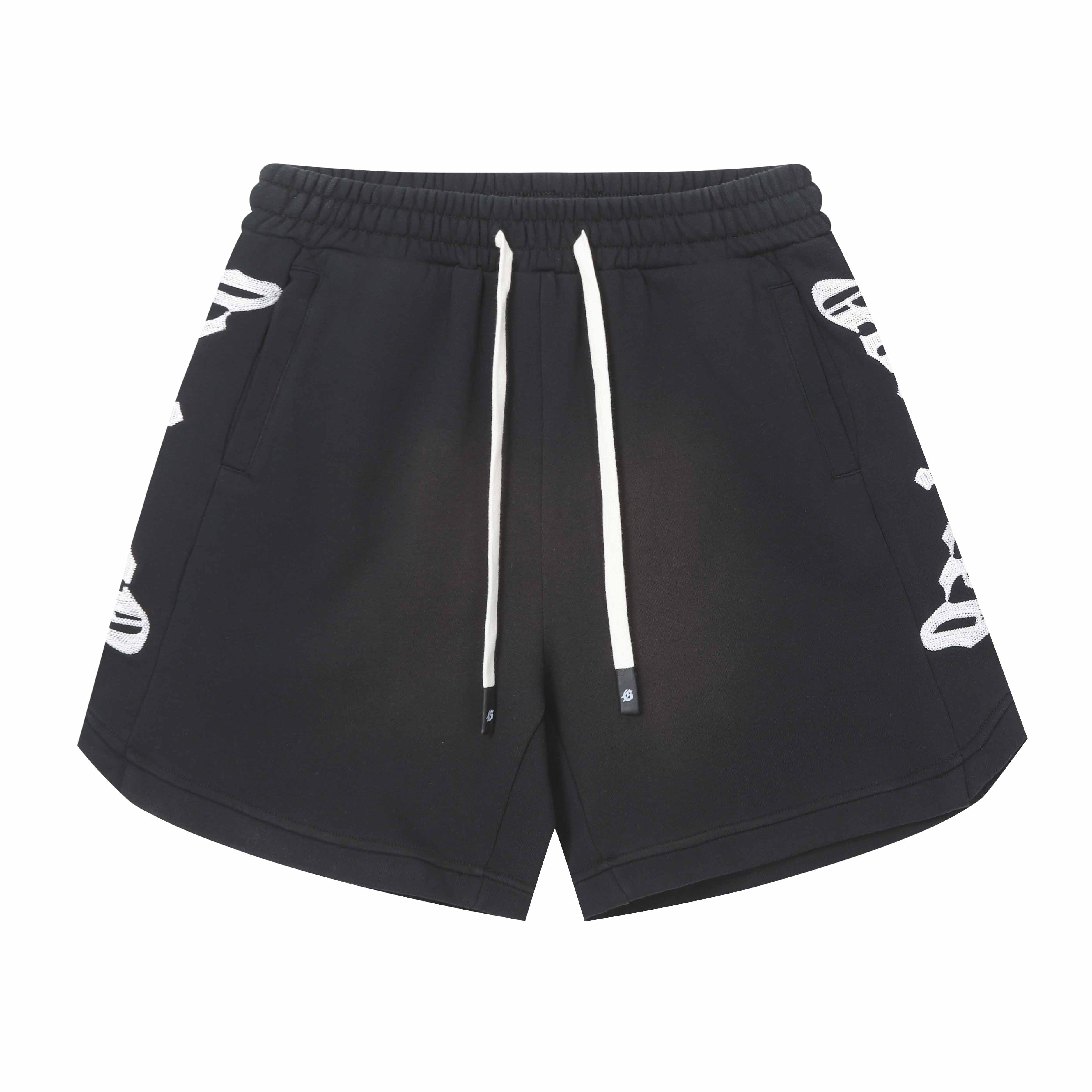 Embroidered Washed Distressed Short black/green
