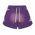 Embroidered Washed Distressed Short Purple/Pink