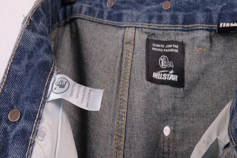 Hellstar Diamond Embellished Denim Shorts