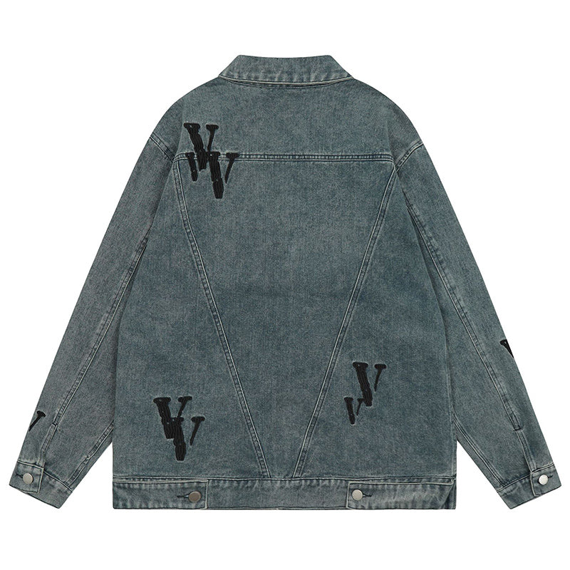 VLONE embroidered letter denim jacket