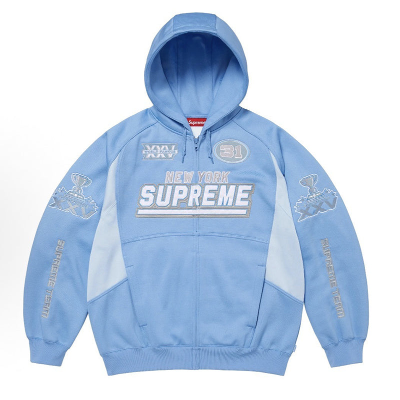 Supreme logo-patch zip-fastening hoodie