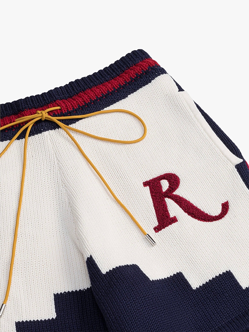 RHUDE Saint Croix Straight-Leg Logo-Appliquéd Intarsia Cotton Drawstring Shorts