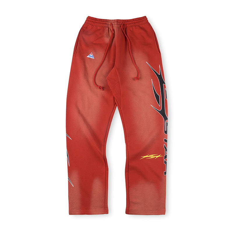 Hellstar Gradient Flame Logo Sports Red Pants