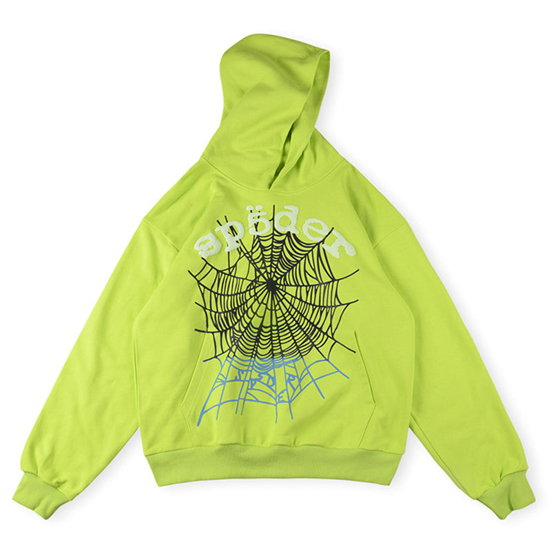 Sp5der OG Web V2 Gradient Hoodie Acid Green