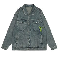 VLONE embroidered letter denim jacket