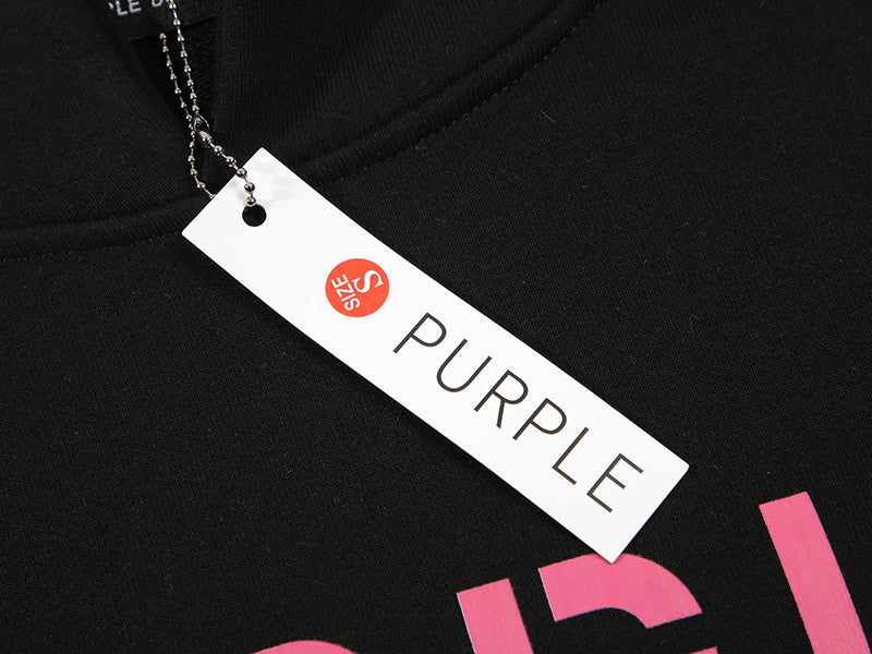 Purple Brand Logo Pattern Printed Hoodie