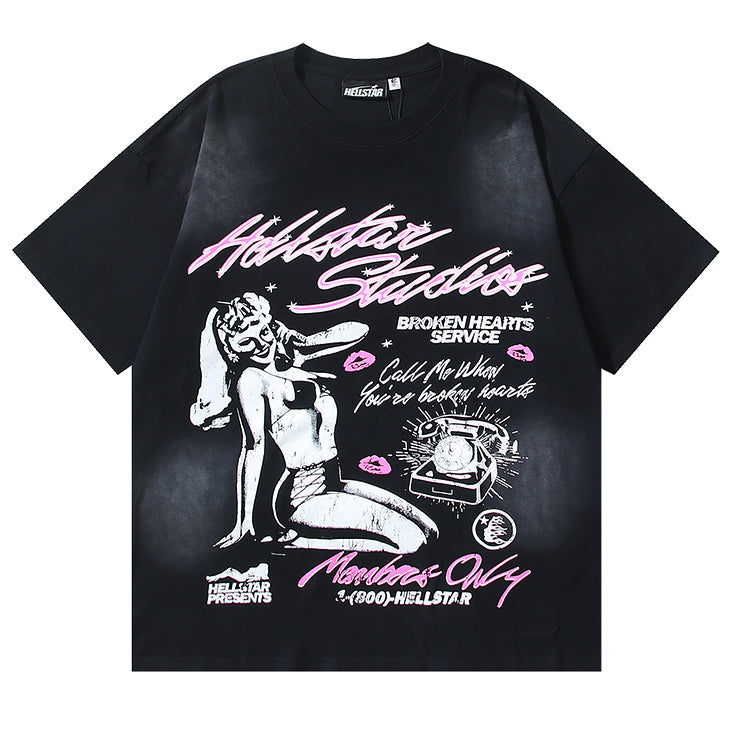 HELLSTAR Girls' Telephone Print T-shirt