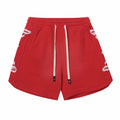 Embroidered Washed Distressed Short Red/ Rose red
