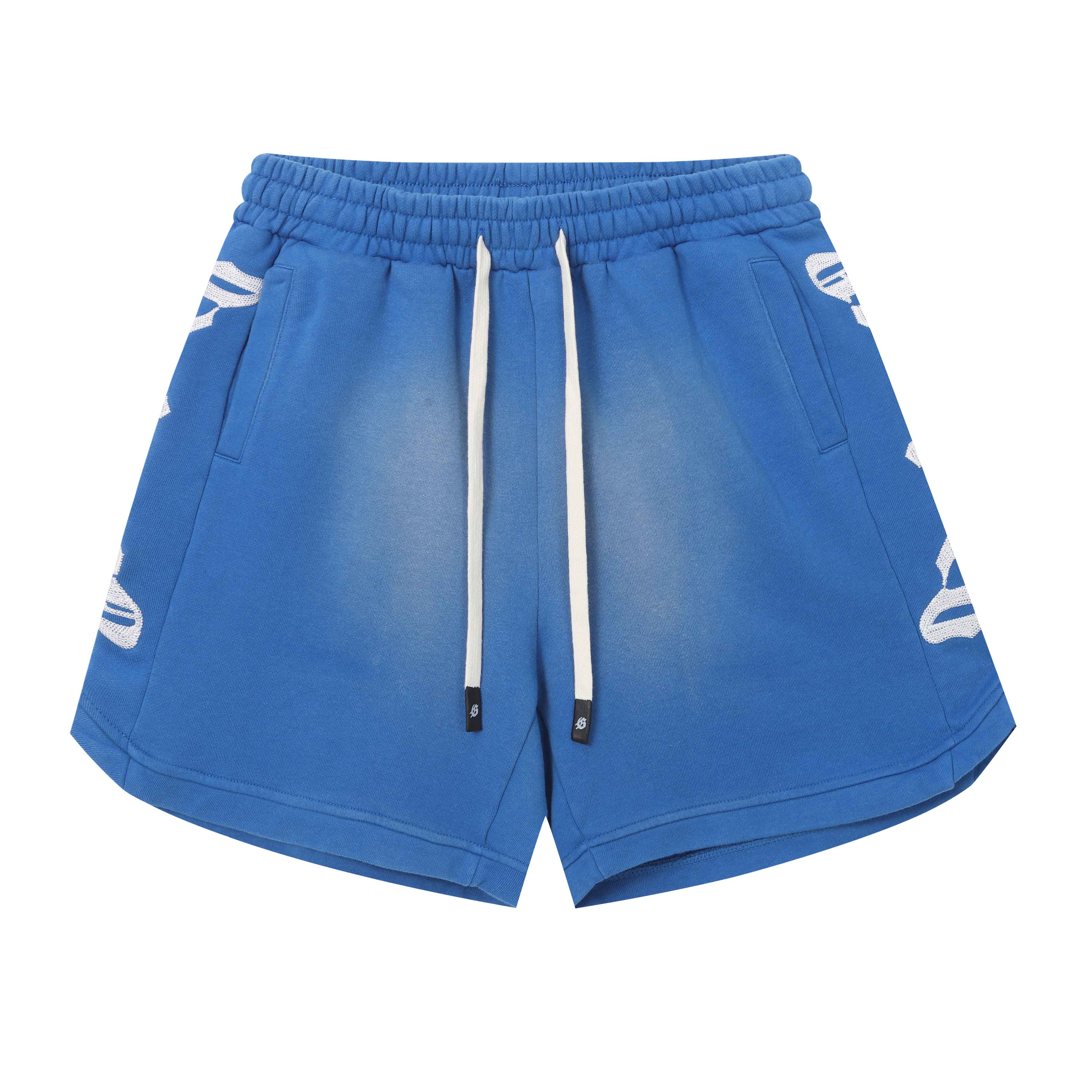 Embroidered Washed Distressed Short blue/Light Blue/Rainbow Blue