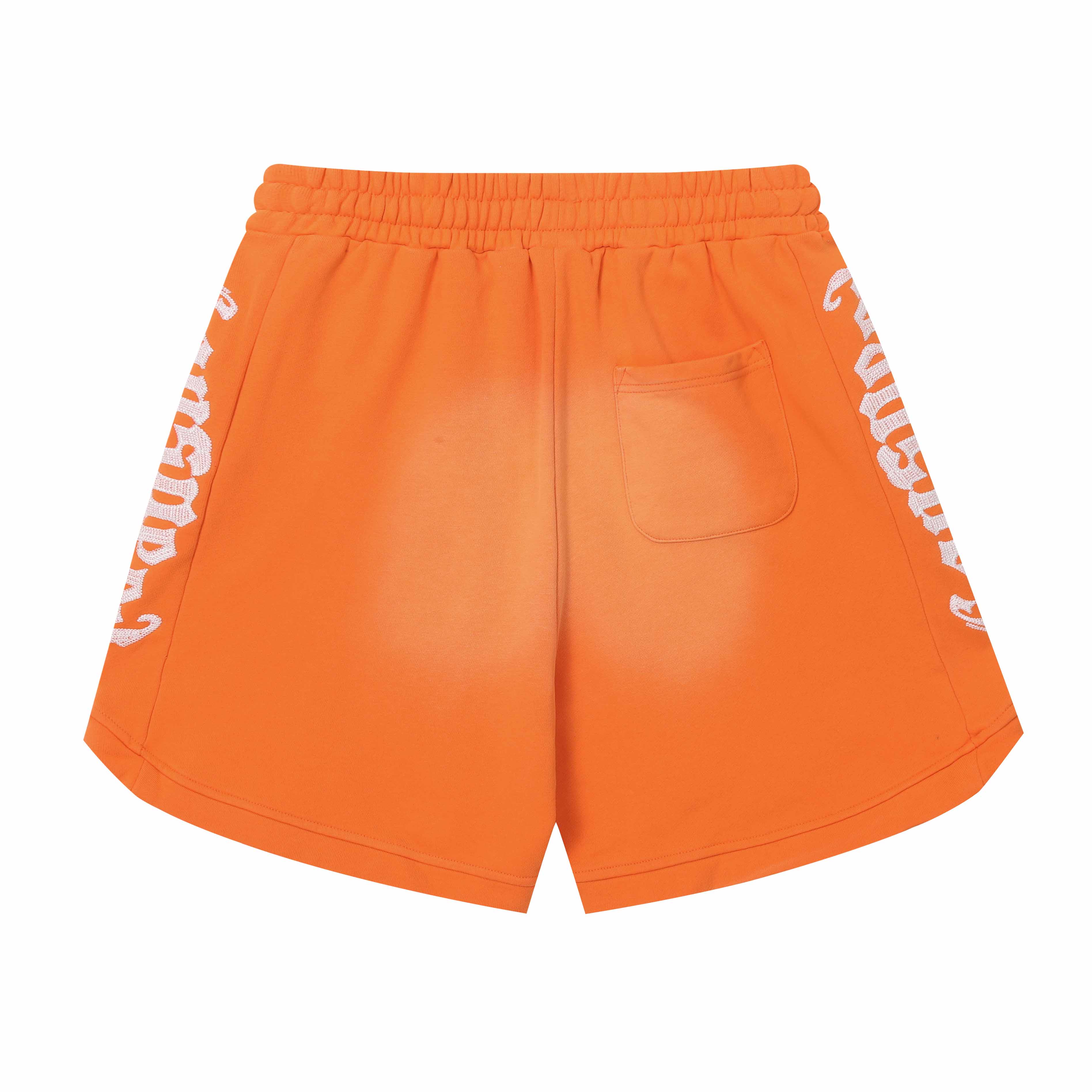 Embroidered Washed Distressed Short Orange/Apricot
