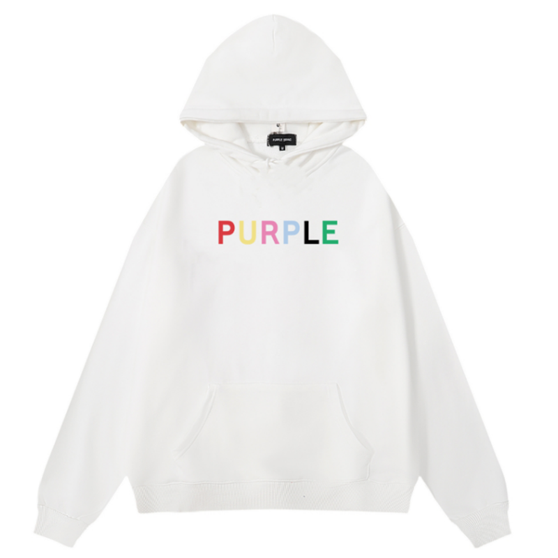 Purple Brand Logo Pattern Printed Hoodie