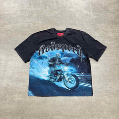 Godspeed T-Shirt "BLUE FLAMES" Black