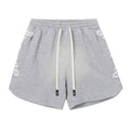 Embroidered Washed Distressed Short Grey/Charcoal Grey