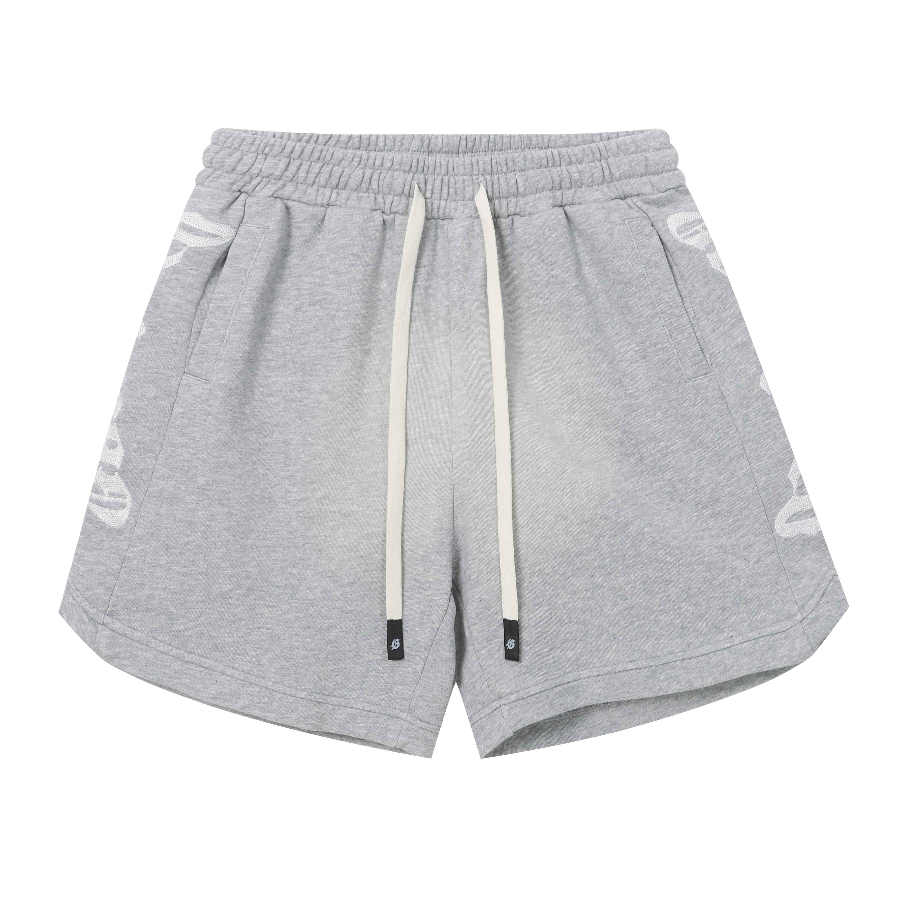 Embroidered Washed Distressed Short Grey/Charcoal Grey