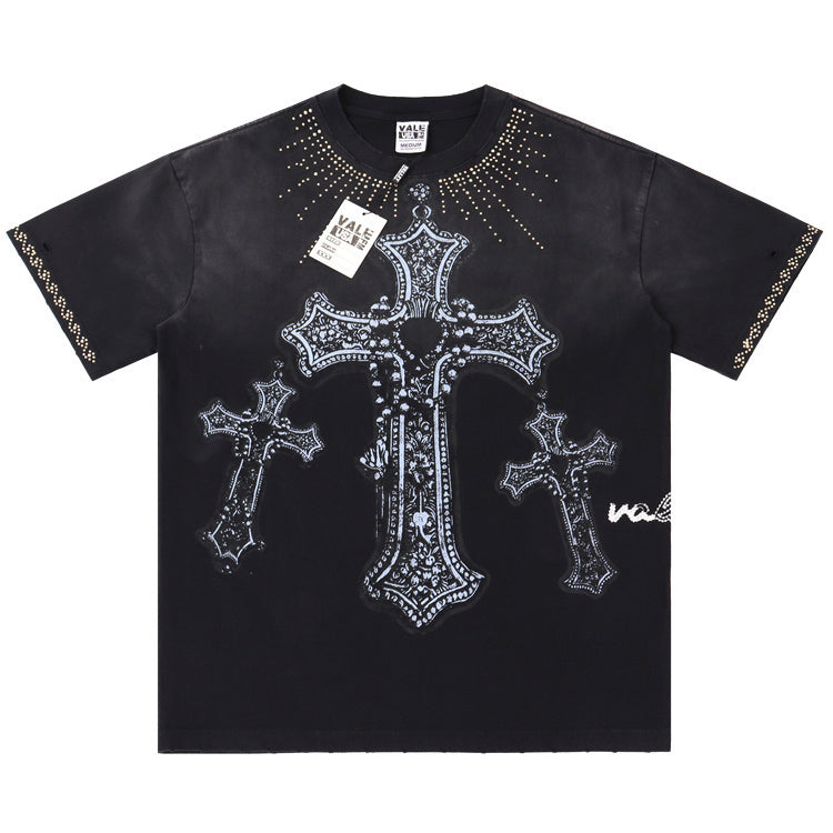 Letter Print Washed Distressed T-Shirt