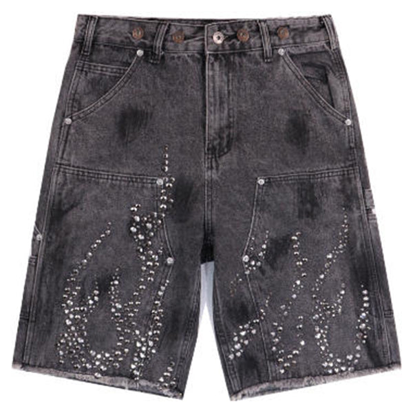 Hellstar Diamond Embellished Denim Shorts