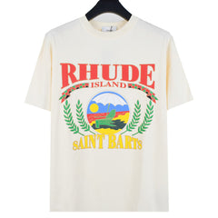 Rhude 23ss Paradis Tropical Beach Print T-Shirt