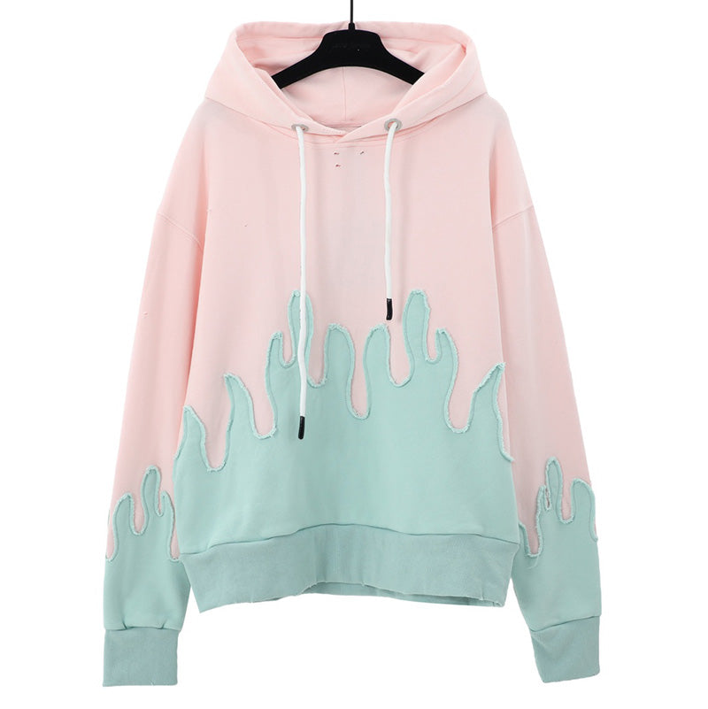 Palm Angels Layered Flames Drawstring Hoodie