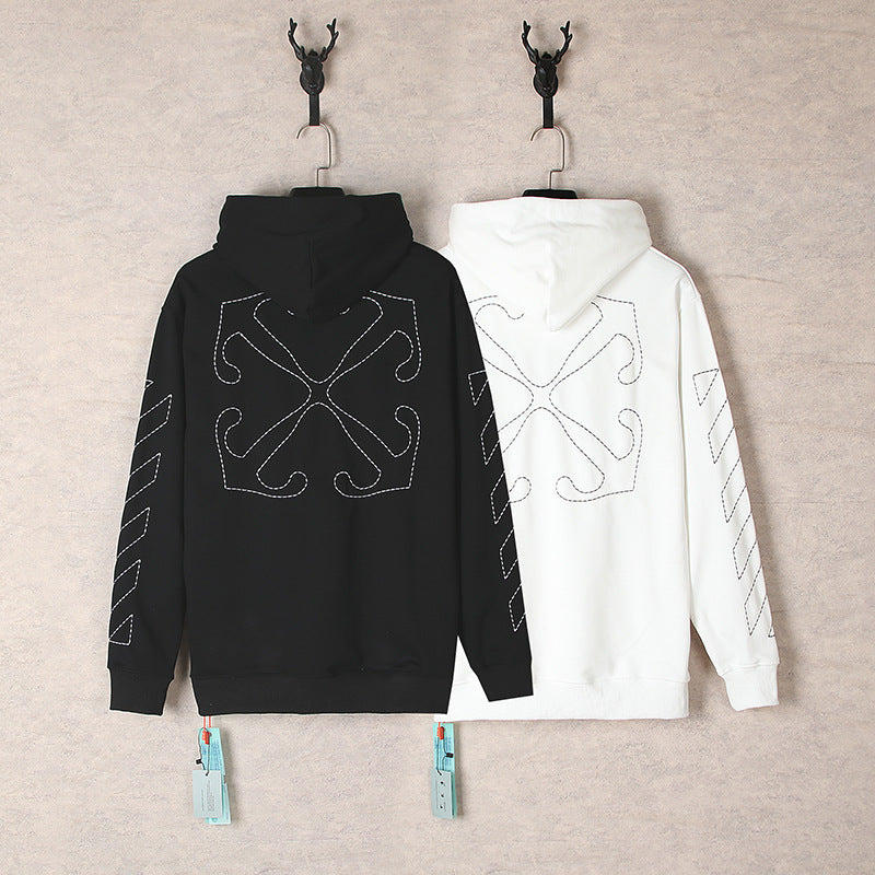 OFF WHITE Embroidered Arrow Pattern Hoodies