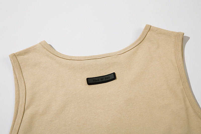 FEAR OF GOD Flocked letter crew neck Sleeveless T-Shirts