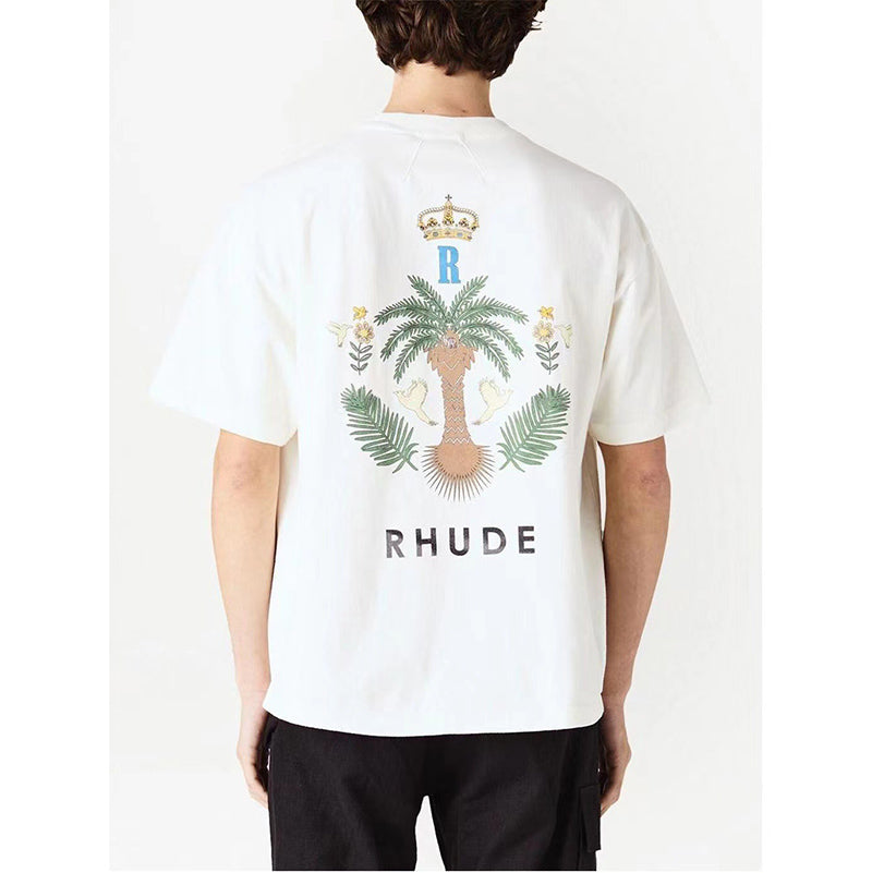 RHUDE island coconut tree print T-Shirts