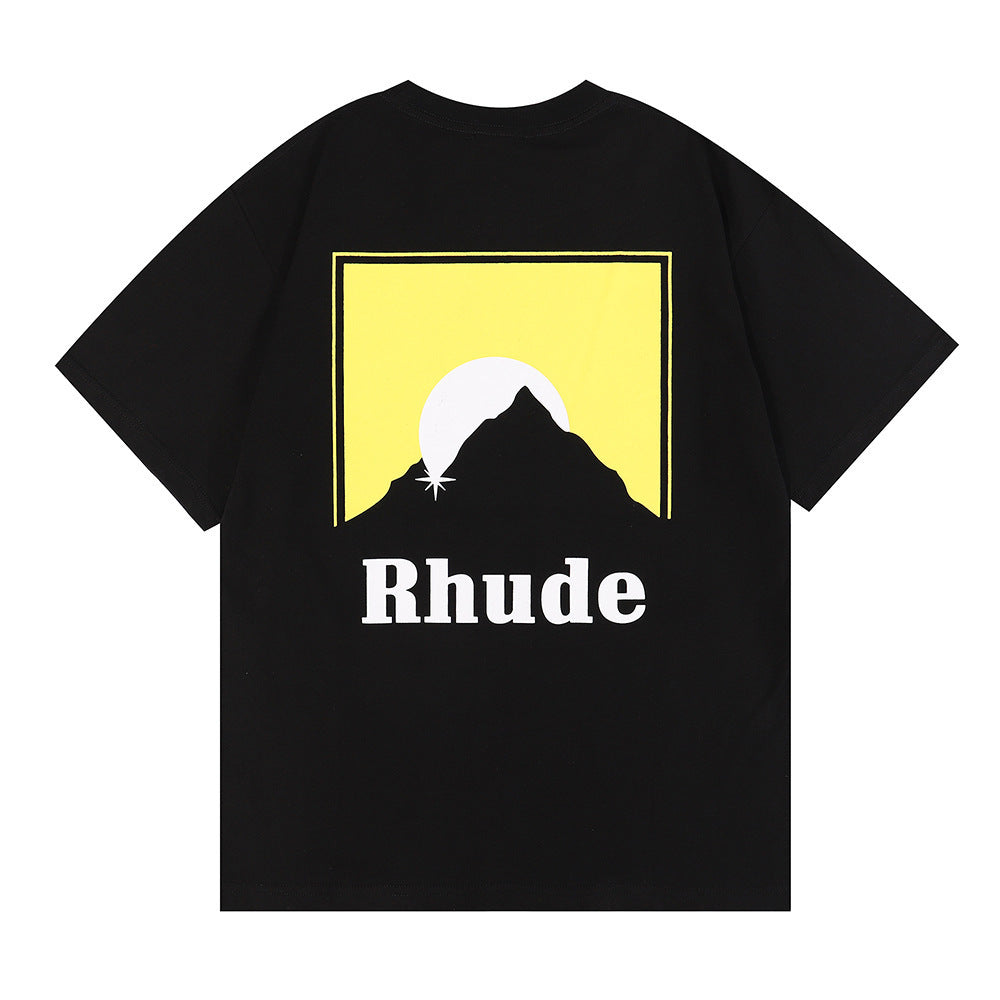 RHUDE Lettering Sunset Graphic T-Shirt Yellow