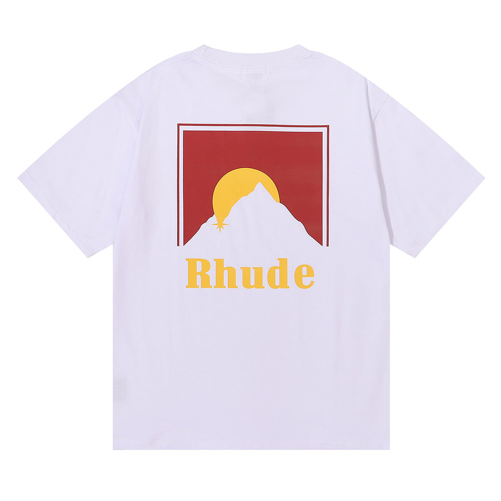 RHUDE Lettering Sunset Graphic T-Shirt Wine red