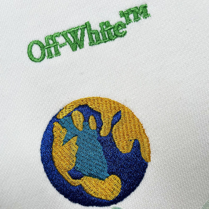 OFF-WHITE Alien embroidery earth pattern Hoodies