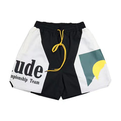 RHUDE Sunset Print Stitching Contrast Color Casual Beach Shorts