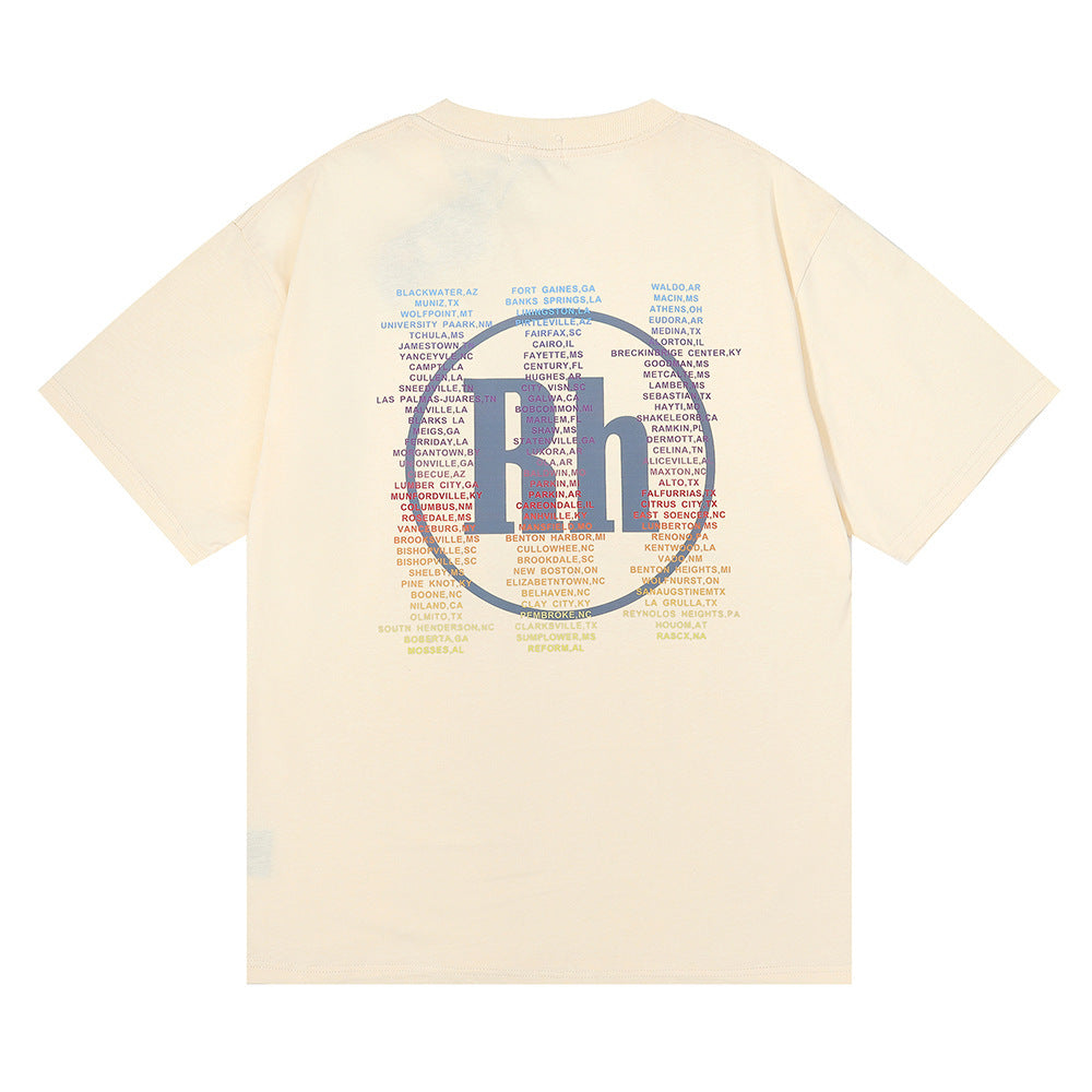 RHUDE micro-logo letter racing print T-shirt