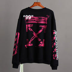 OFF WHITE Classic 99 Pink Number Arrow Crew Neck Sweatshirts