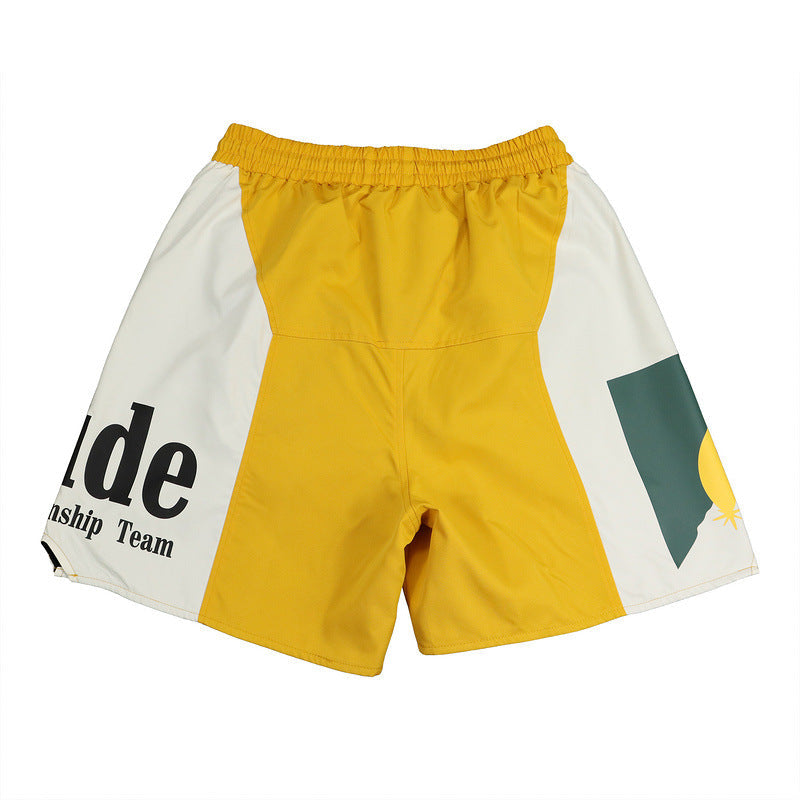 RHUDE Sunset Print Stitching Contrast Color Casual Beach Shorts