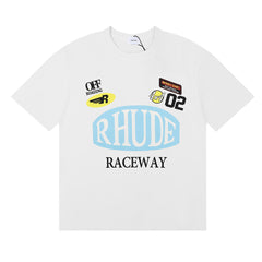 RHUDE Motorsports Track Letter Print T-Shirt