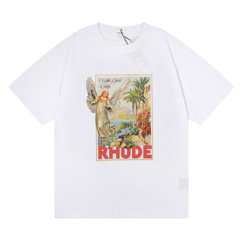 RHUDE Micro Logo Angel Letter Print T-Shirt