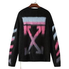 OFF WHITE Arrow pattern mohair crew neck sweater