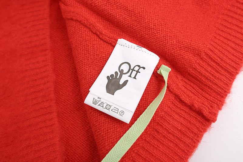 OFF WHITE Christmas red arrow mohair crew neck sweater