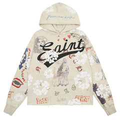 Denim Tears x SAINT MICHAEL kapok graffiti print Hoodies