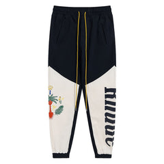 RHUDE Coconut tree and peace dove print stitching contrast color pants