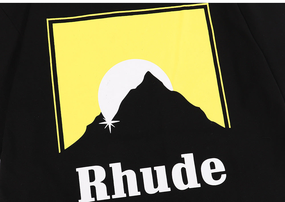 RHUDE Lettering Sunset Graphic T-Shirt Yellow