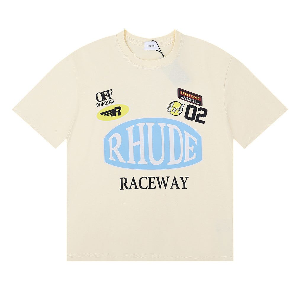 RHUDE Motorsports Track Letter Print T-Shirt